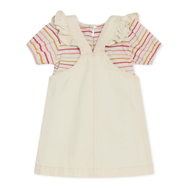 Toddler Girl 7 For All Mankind&#174; Denim Jumper & Stripe Bodysuit