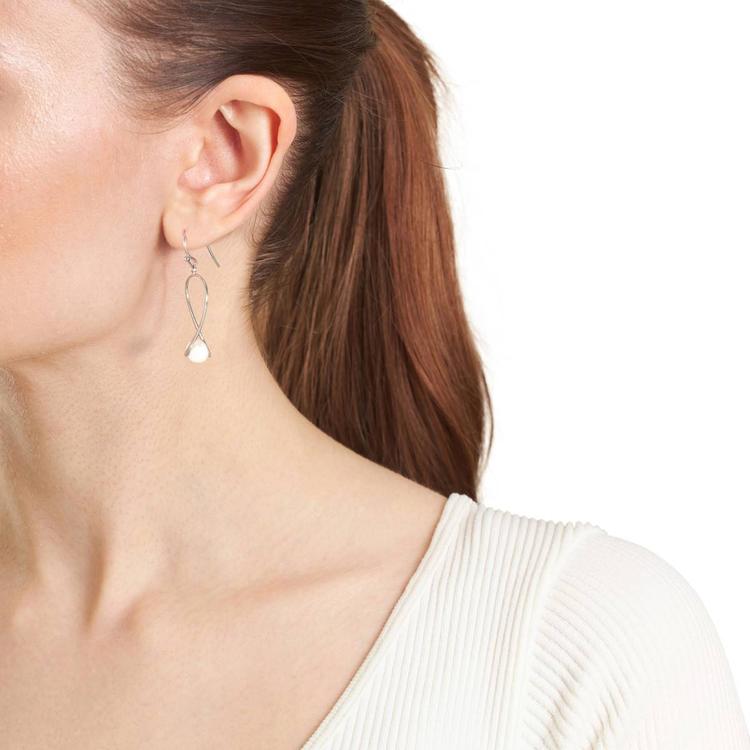 Athra Sterling Silver & Pearl Twisted Drop Earrings