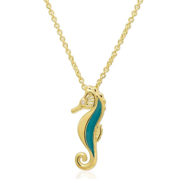 Accents by Gianni Argento Blue Enamel Seahorse Pendant - image 