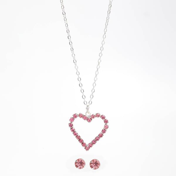 Rosa Rhinestones Large Heart Pendant and Earring Set - image 