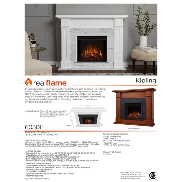 Real Flame Kipling Electric Fireplace
