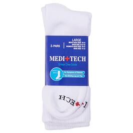 Mens Meditech 2pr. Diabetic Crew Socks - White