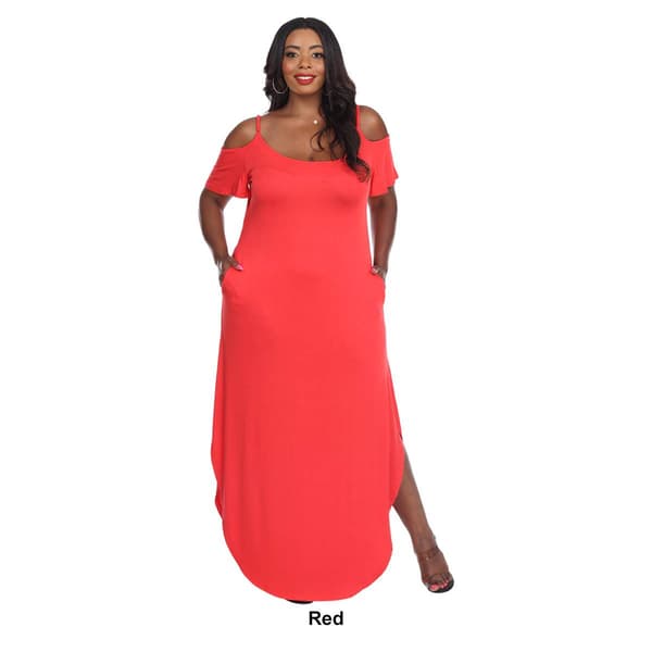 Plus Size White Mark Cold Shoulder Scoop Neck Maxi Dress