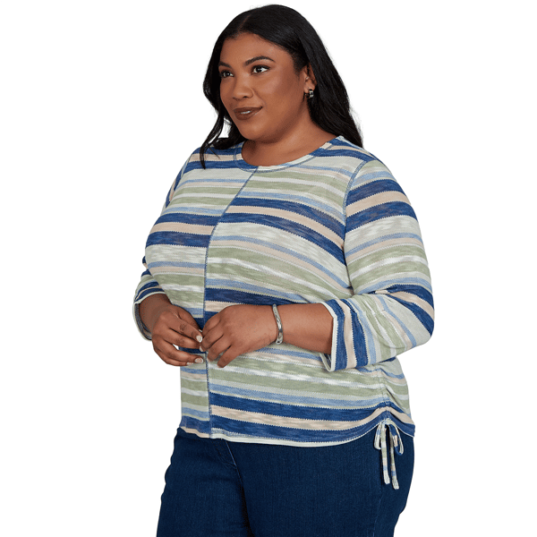 Plus Size Alfred Dunner Indigo Girls Splice Stripe Sweater