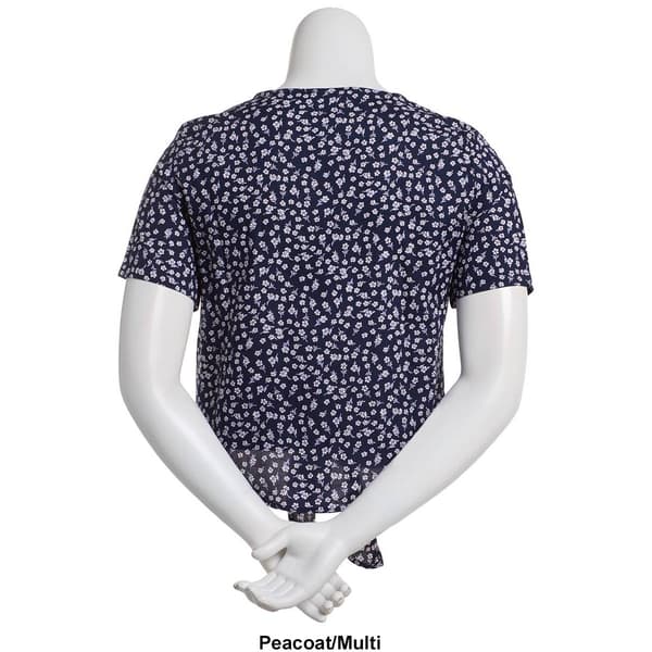 Womens Architect&#174; Short Sleeve Floral Tie Hem Front Blouse