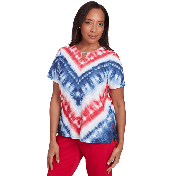 Womens Alfred Dunner Land of the Free Tie Dye American Tee
