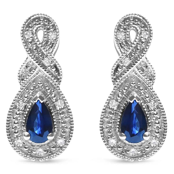 Haus of Brilliance Blue Sapphire & Diamond Accent Stud Earrings - image 