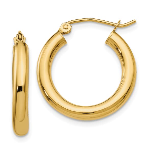 Gold Classics(tm) 14kt. Glossy Gold 3mm Hoop Earrings - image 