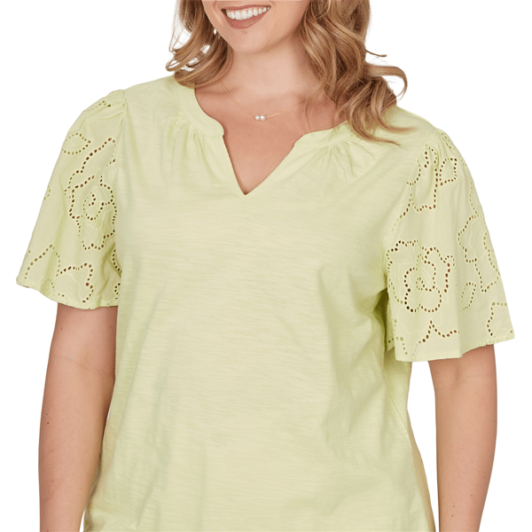 Plus Size Ruby Rd. Renaissance Romance Short Eyelet Sleeve Blouse
