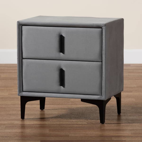 Baxton Studio Etienne Modern Slate Velvet Nightstand