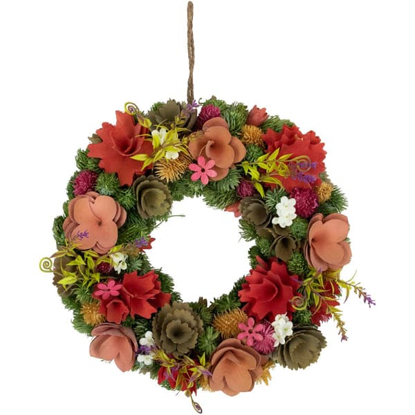 Northlight Seasonal Artificial Wooden Mixed Floral Spring Wreath - image 