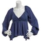 Juniors Madden Girl Long Sleeve Puff Crochet Yoke Babydoll Blouse - image 1