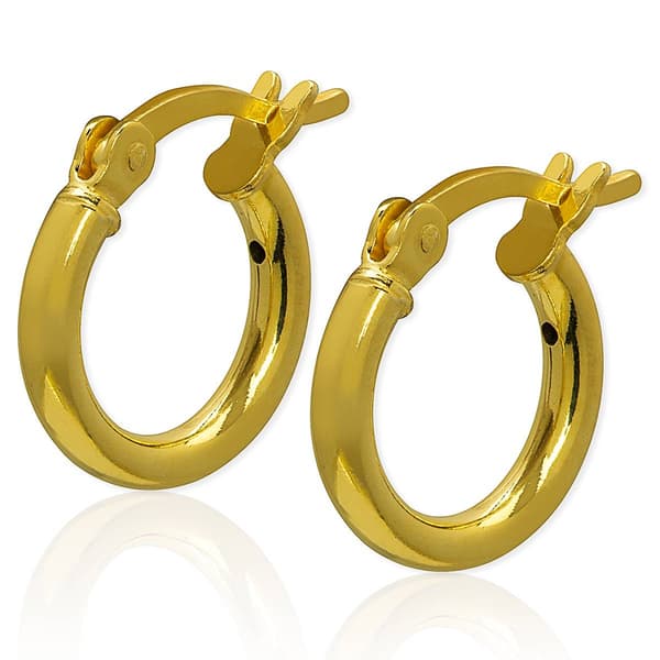 Gianni Argento 2x12mm Plain Hoop Earrings - image 