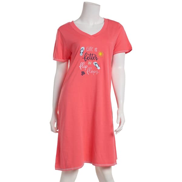 Womens Rene Rofe Life Is Better In Flip Flops Nightshirt