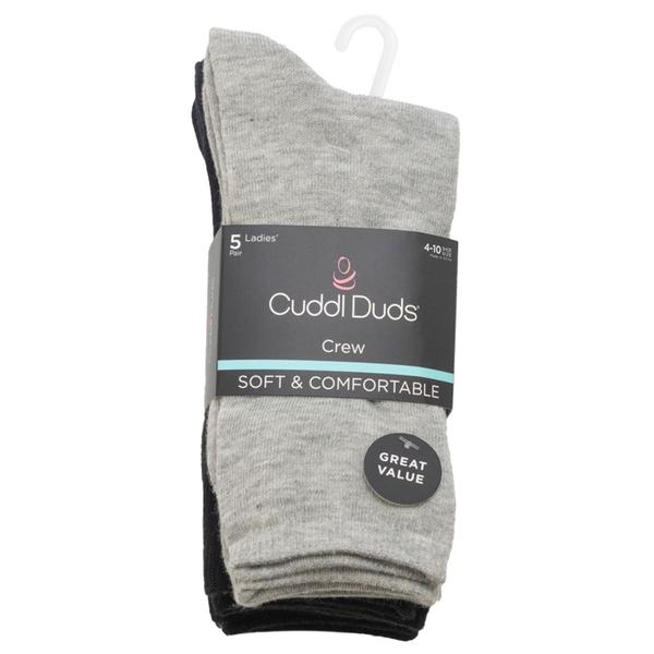 Womens Cuddl Duds® 5pk. Heather Crew Socks