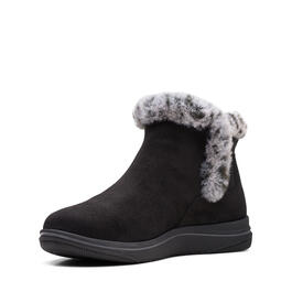 Womens Clarks® Breeze Fur Ankle Boots - Black