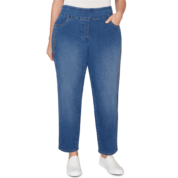 Plus Size Alfred Dunner Austin Stud Denim Pants - Short Length - image 