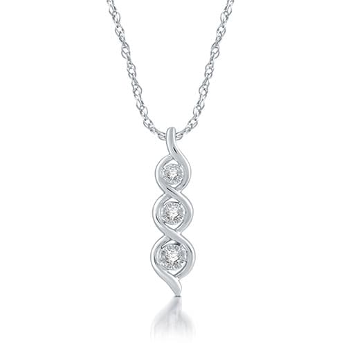 Then Now & Forever(tm) 1/10ct Diamond Sterling Silver 3Stone Pendant