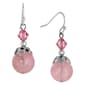 1928 Silver-Tone with Pink Bead Drop Earrings - image 1