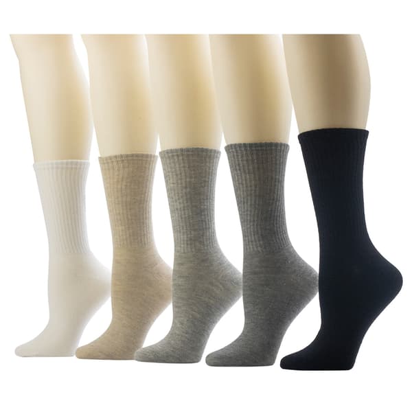Womens Cuddl Duds 5pk. Rib Welt Crew Socks - image 