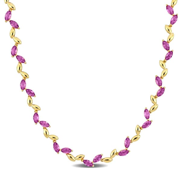 Sophia B 20ctw. Created Pink Sapphire Collar Necklace - image 