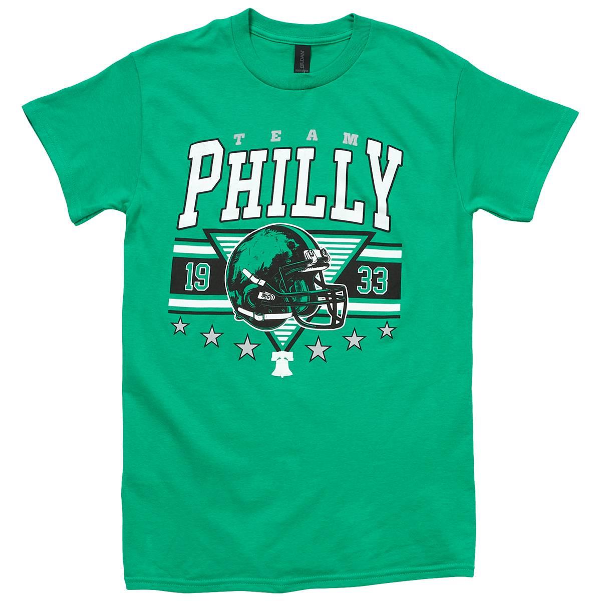 Mens Tailgate Philadelphia Green Helmet Short Sleeve Tee