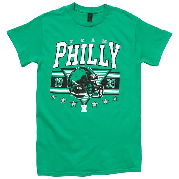 Mens Tailgate Philadelphia Green Helmet Short Sleeve Tee