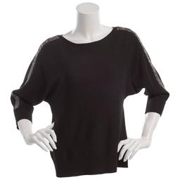 Womens Love Scarlet 3/4 Dolman Sleeve Glitter Tape Sweater