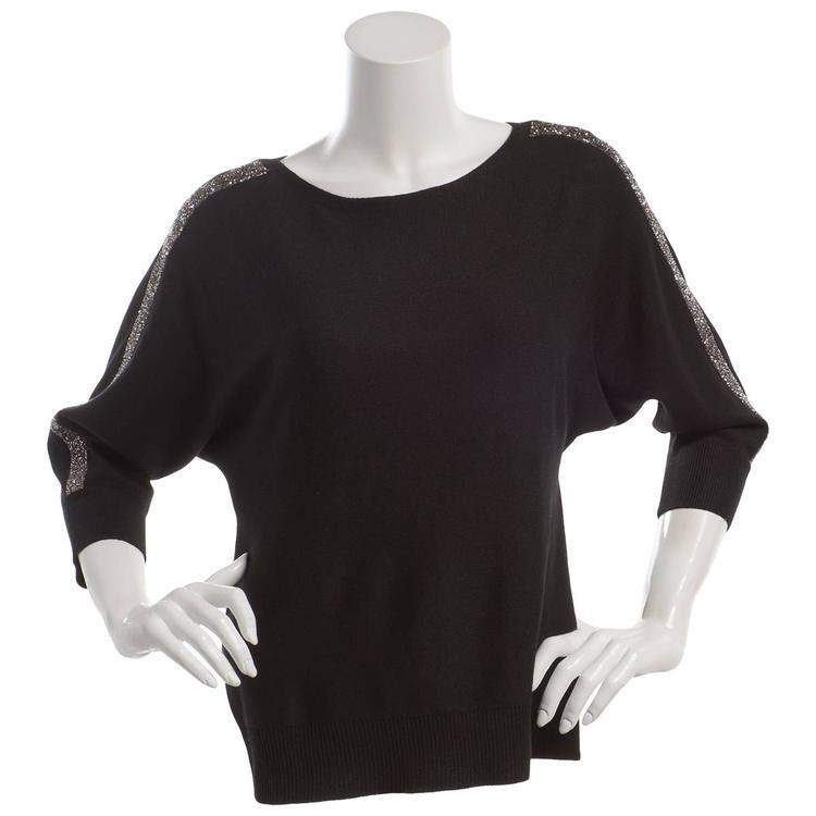 Womens Love Scarlet 3/4 Dolman Sleeve Glitter Tape Sweater