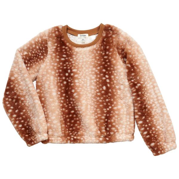 Girls (7-16) Speechless(R) Long Sleeve Deer Faux Fur Crew Top - image 