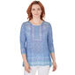 Womens Ruby Rd. Bali Blue Knit Embellished Geo Top - image 1