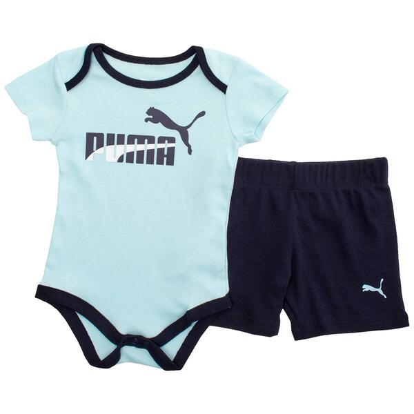 Baby Boy &#40;NB-9M&#41; Puma&#40;R&#41; Logo Bodysuit & Shorts Set - image 