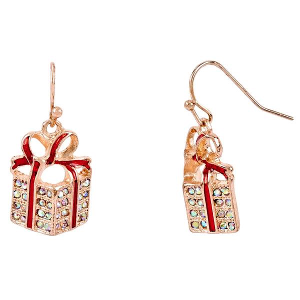 Crystal Stone & CZ Gift Box Drop Earrings
