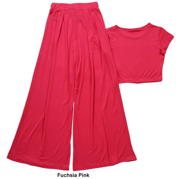 Juniors YMI&#174; Velocity 2pc. Classic Tee & Wide Leg Pants Set