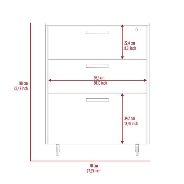 FM FURNITURE Penny 3 Drawer Storage Cabinet
