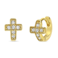 Brilliant Grown Gold-Plated Lab-Grown Diamond Cross Hoop Earrings - image 1