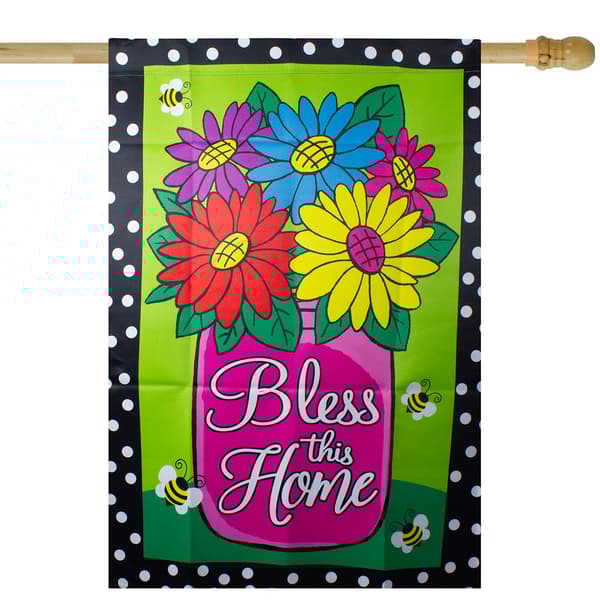 Northlight 28in. Bless this Home Bouquet Outdoor House Flag