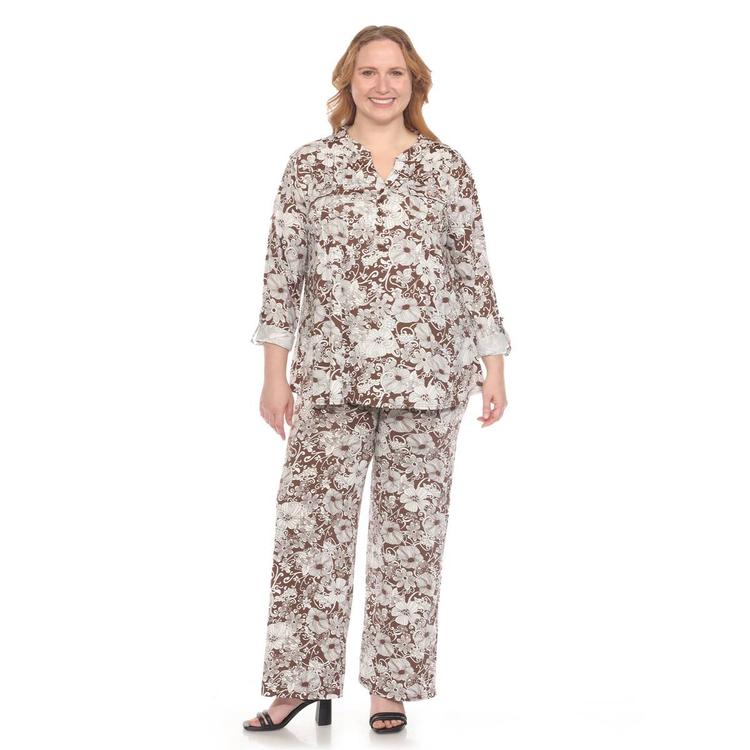 Plus Size White Mark 2pc. Floral Print Tunic and Pant Set