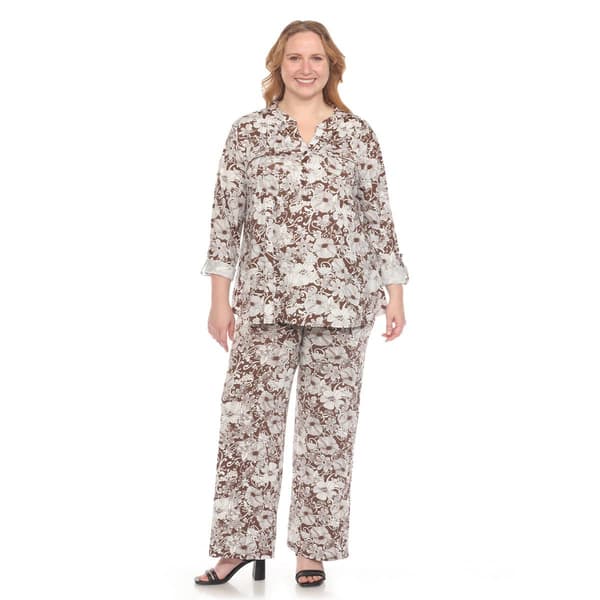 Plus Size White Mark 2pc. Floral Print Tunic and Pant Set