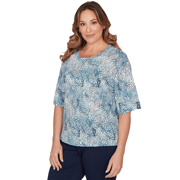 Plus Size Skye’s the Limit Fresh Start 3/4 Sleeve Abstract Tee