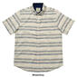 Mens Natural Blue Textured Cotton Blend Striped Button Down Shirt - image 3