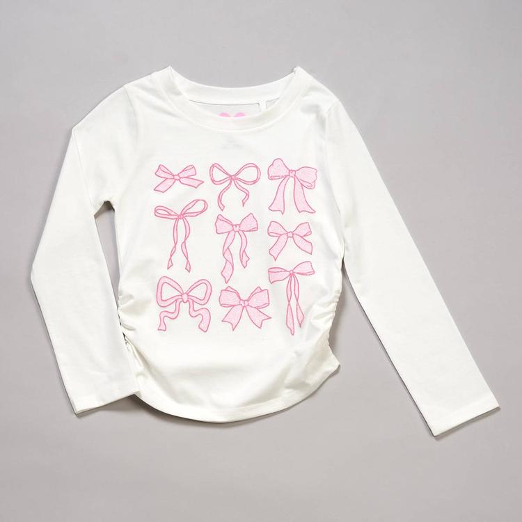 Girls (4-6x) Freestyle Revolution Glitter Bows Side Cinch Top