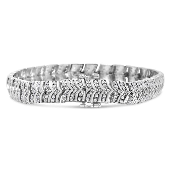 Haus of Brilliance Silver 3ctw. Diamond Chevron Link Bracelet