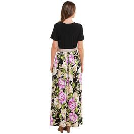 Womens Ellen Weaver Solid/Floral Bottom Maxi Dress-Black/Taupe