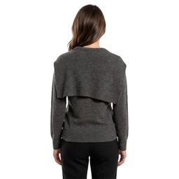 Petite Hanna & Gracie Long Sleeve Solid Tie Neck Sweater