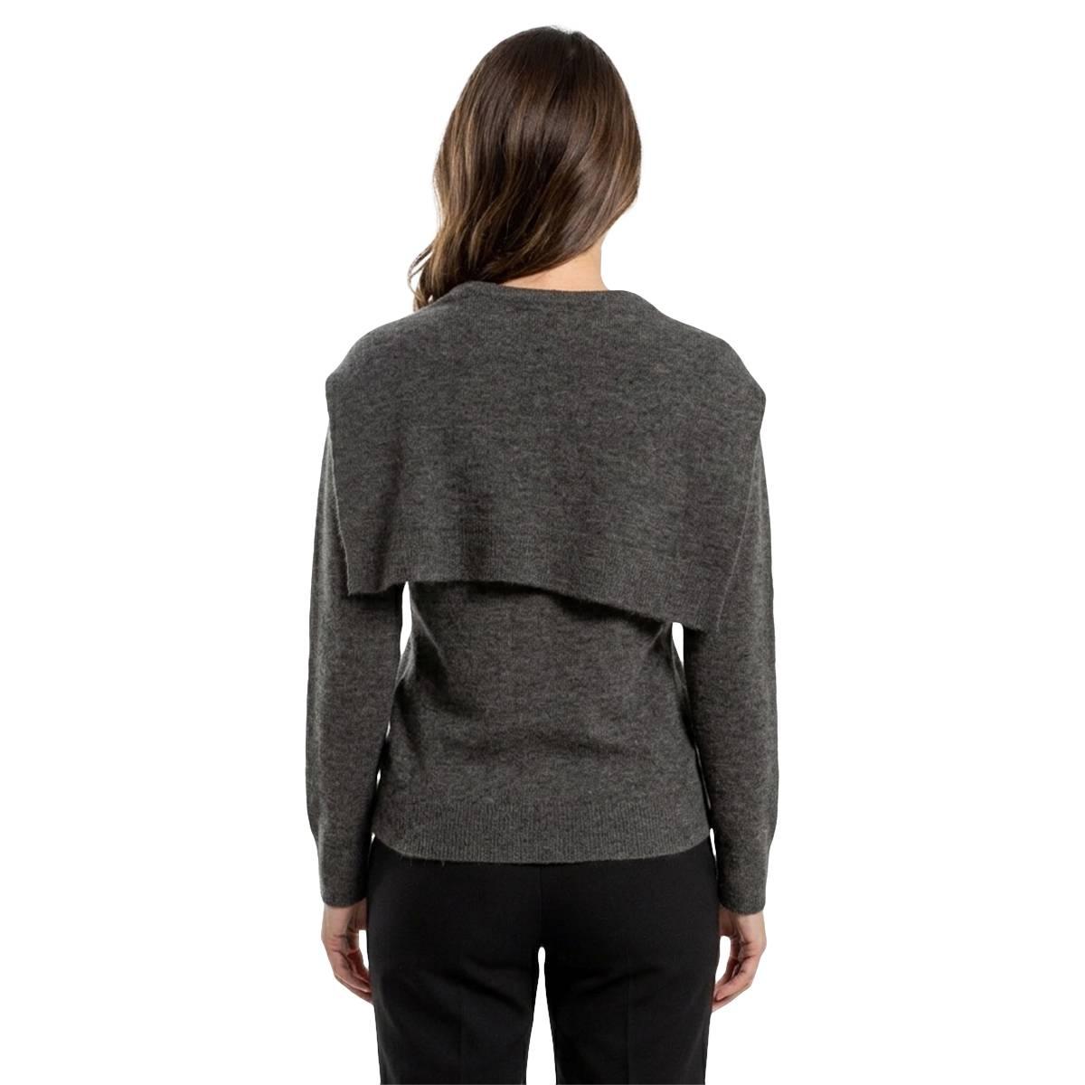 Petite Hanna & Gracie Long Sleeve Solid Tie Neck Sweater