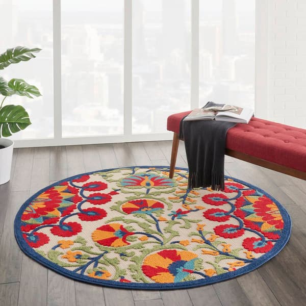Nourison Aloha Bloom Vines Transitional Round Rug