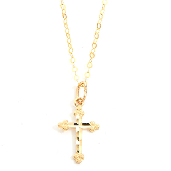 Kids 10kt. Yellow Gold Cross Charm Necklace - image 