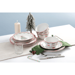 222 Fifth Pinkmas 12pc. Porcelain Christmas Dinnerware Set