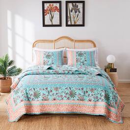 Greenland Home Fashions&#40;tm&#41; Audrey Tropical Turquoise Quilt Set